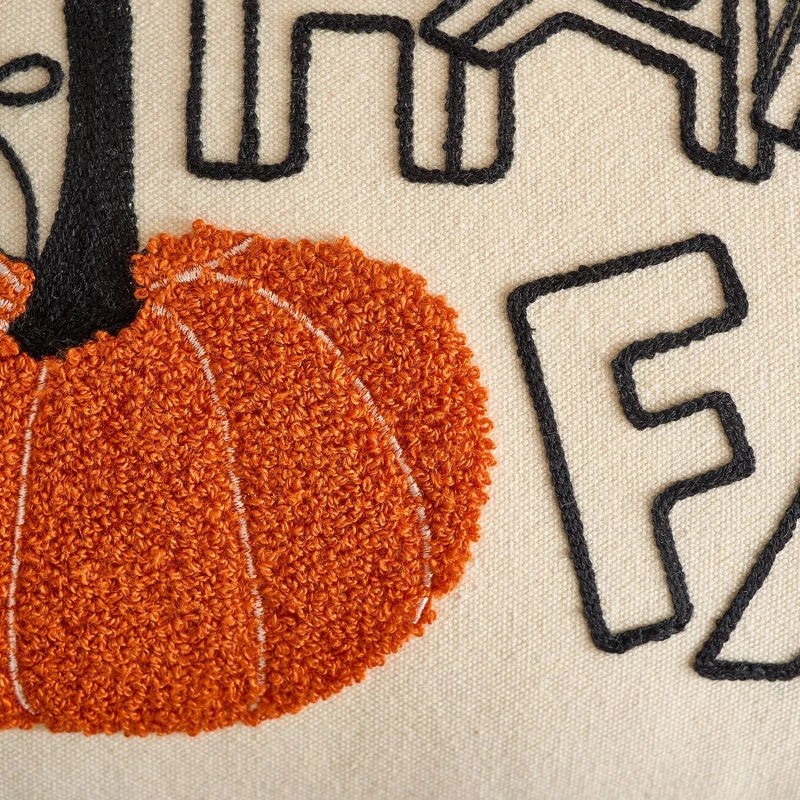 Pumpkin Tufted Velvet Throw Pillow Cover 30X50/45X45CM Autumn Cushion Cover Maple Leaves Decor Home Decorative Pillowcase