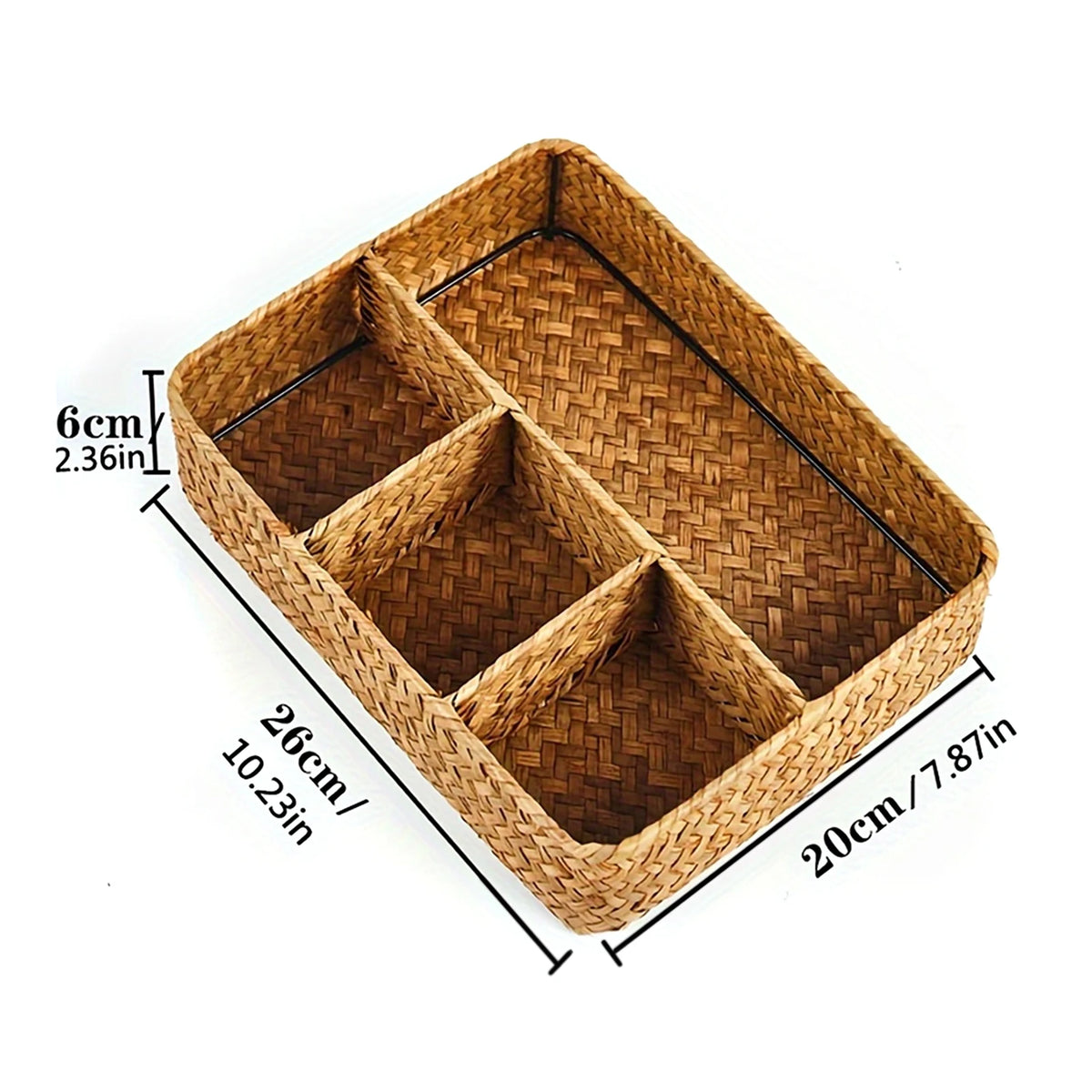 Woven Willow Storage Basket — Four Compartments