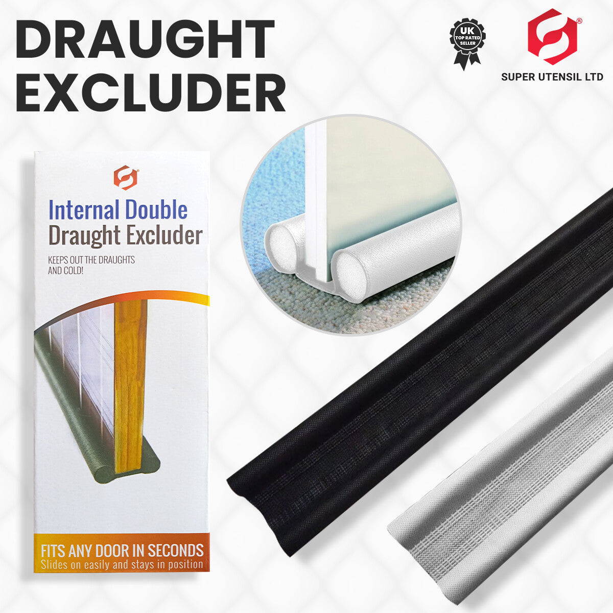 Twin Door Foam Stopper Door Draft Stoppers Excluder Insulate Cold Air Stopper