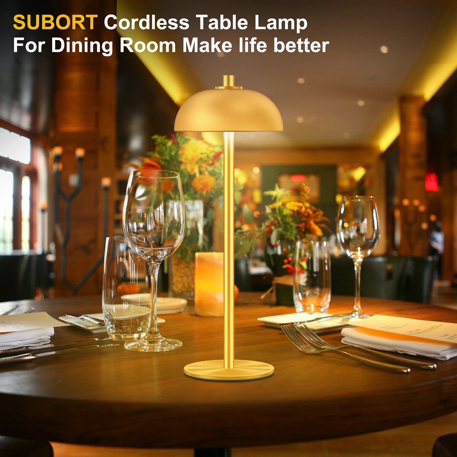 SUBORT Table Lamp for Bedroom Rechargeable Wireless Touch Lamp Camping Mushroom Creative Lamp Mood Light USB-C Desk Lamp