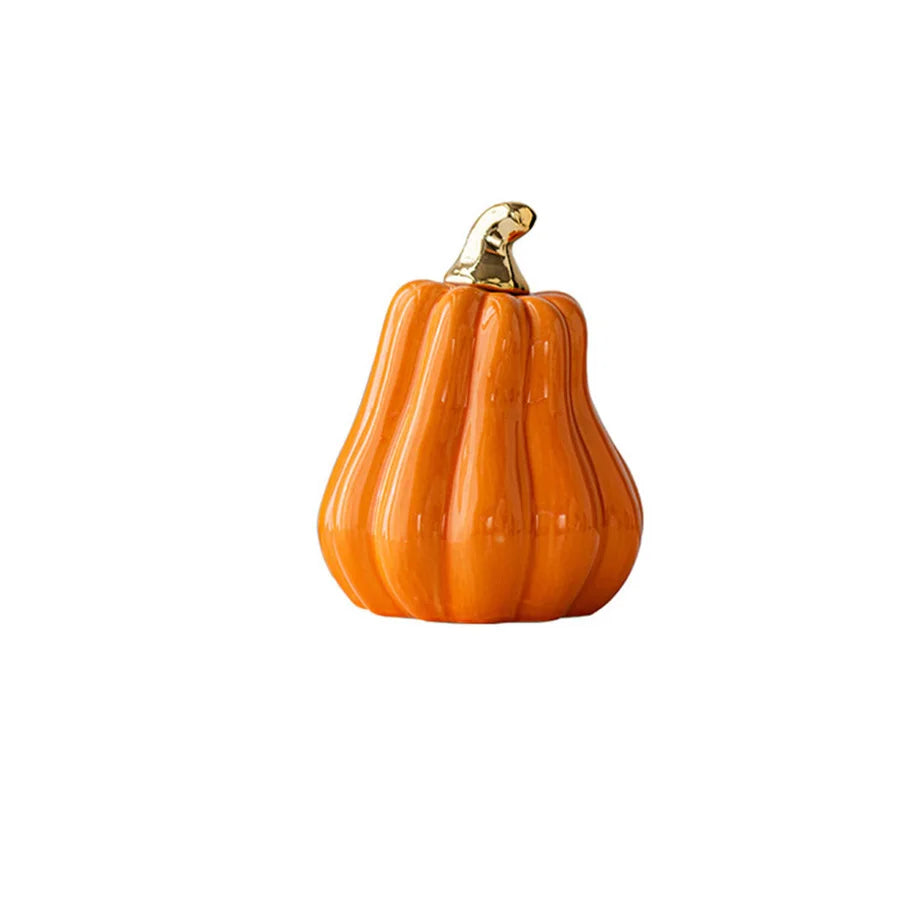 European Style Gold or White Ceramic Funny Vegetable Pumpkin Ornament Home Figurines Arts Crafts Desk Decor Statues Sculpture
