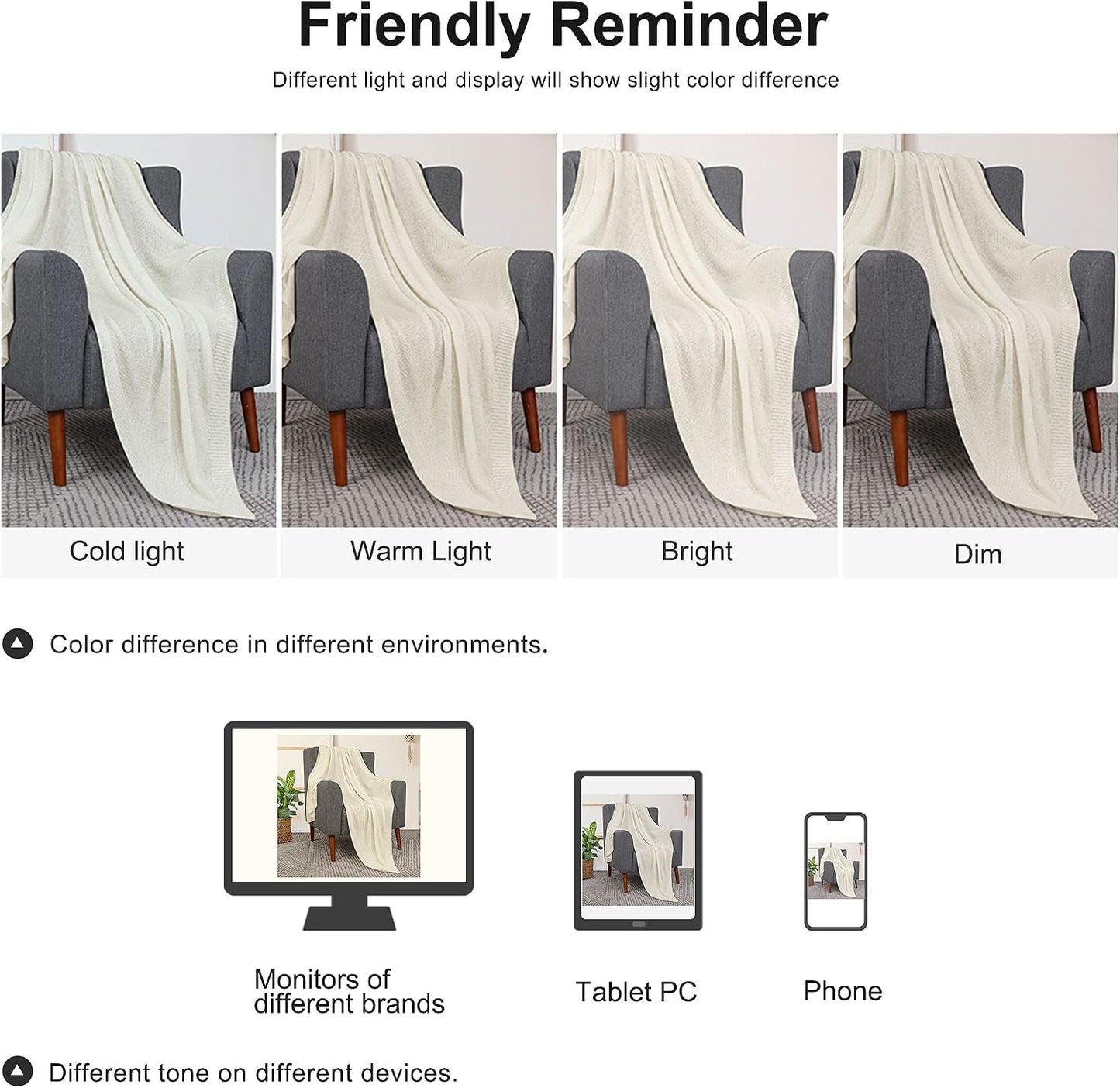 Cotton Knitted Throw Blanket - Beige 130X150Cm