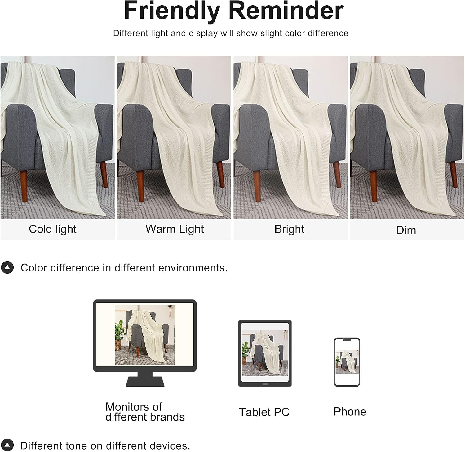 Cotton Knitted Throw Blanket - Beige 130X150Cm