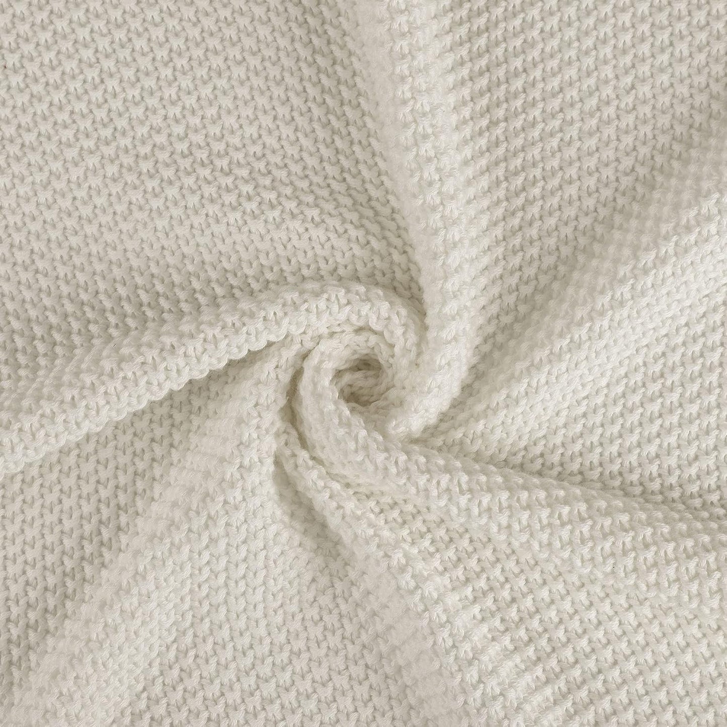 Cotton Knitted Throw Blanket - Beige 130X150Cm