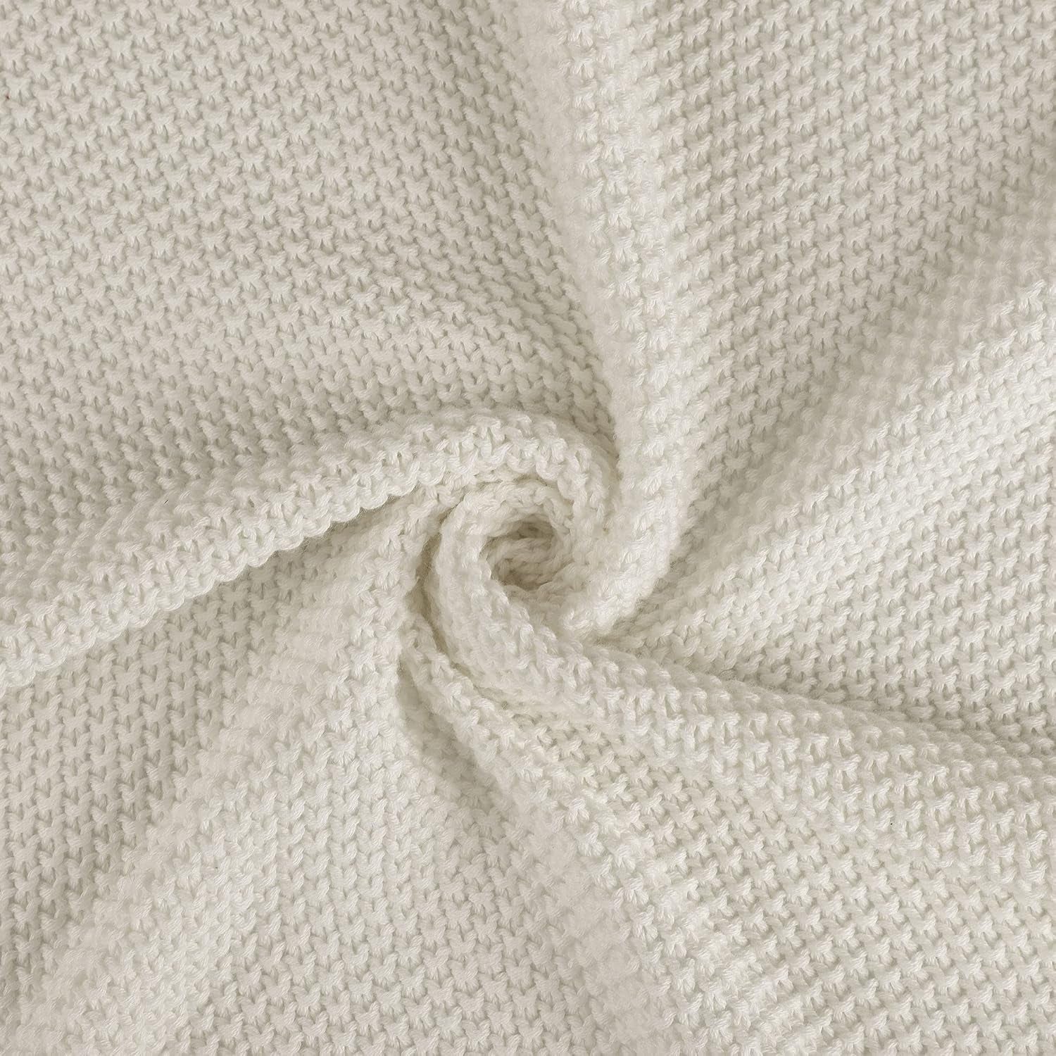 Cotton Knitted Throw Blanket - Beige 130X150Cm
