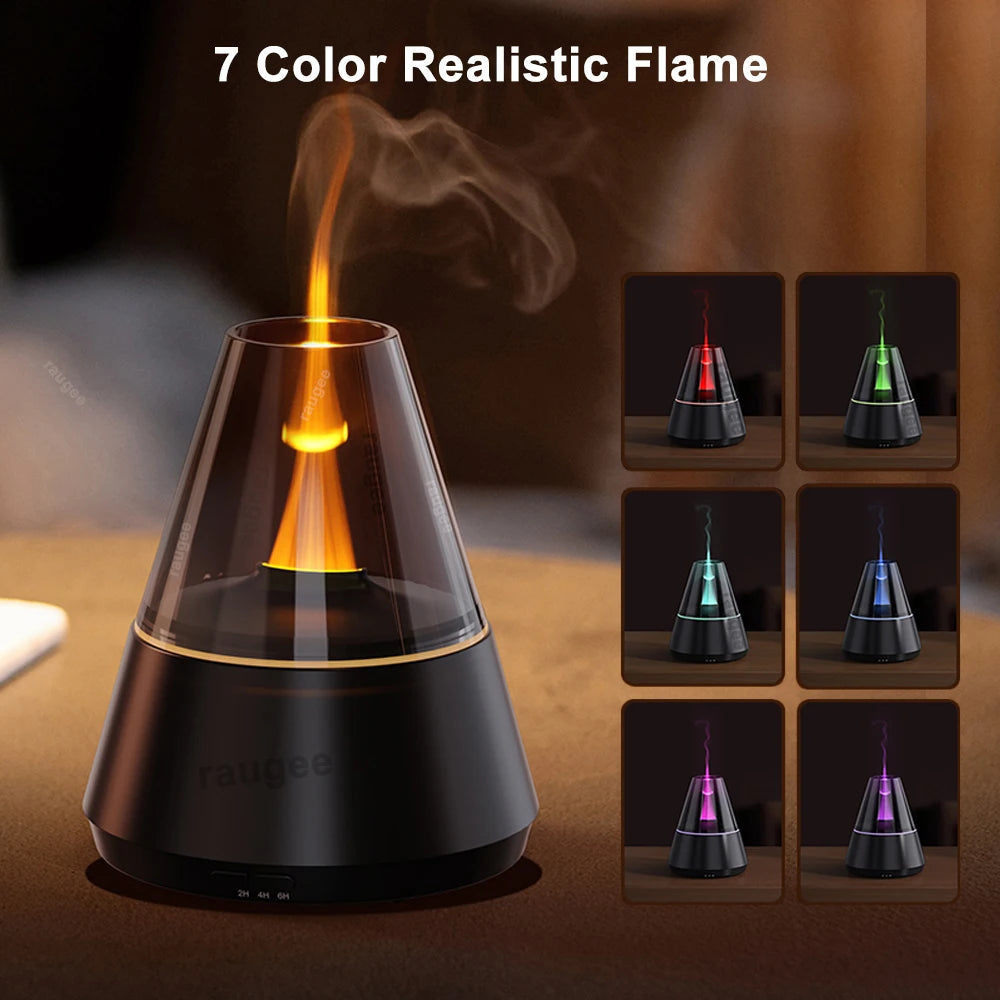 Flame Humidifier Essential Oil Diffuser Aroma Air Humidifier Fragrance Diffuser for Home Aromatherapy Diffuser with Night Light