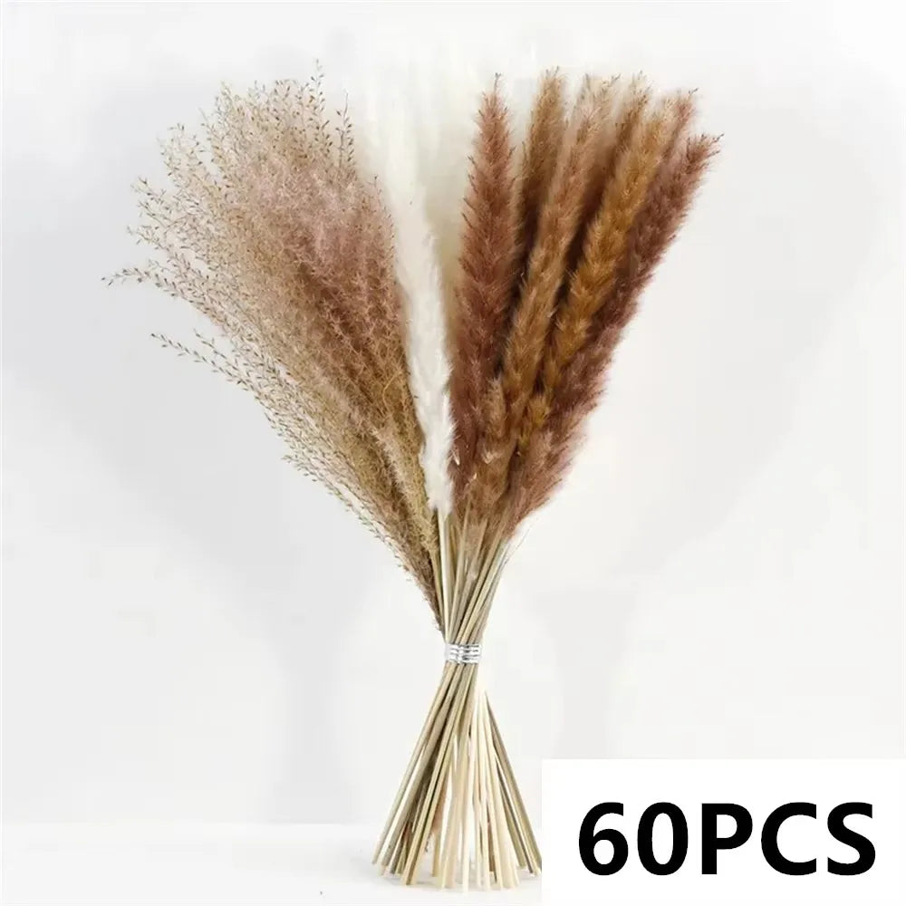 Natural Dried Flower Bouquet Pampas Grass Cotton Stems Bunny Tails Rustic Boho Home Decor Eucalyptus Lavender Wheat Wedding Gift