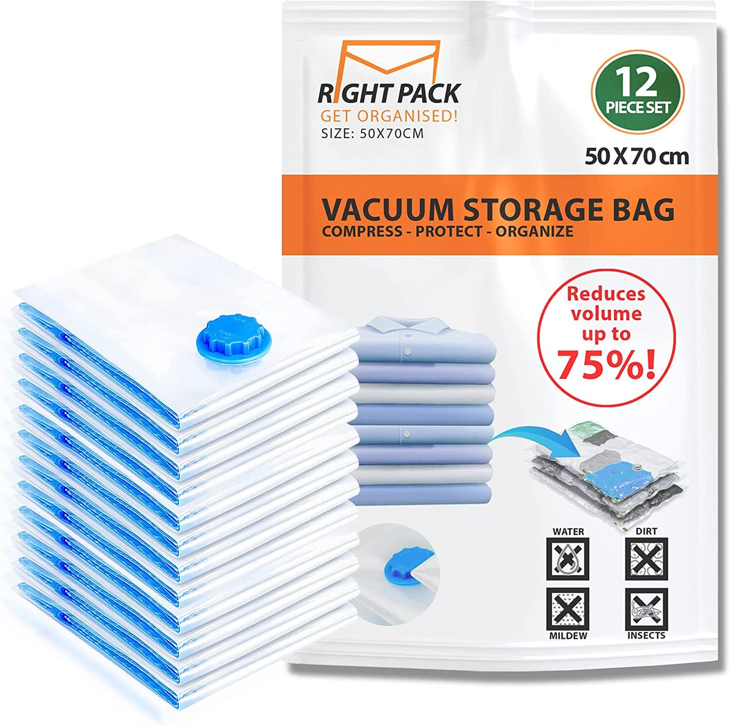 12 X LARGE SPACE SAVING VACUUM STORAGE BAGS CLOTHES BEDDING ORGANIZER VACUM