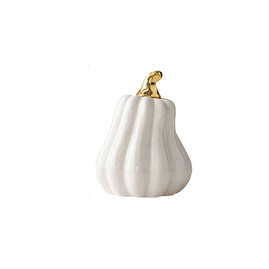 European Style Gold or White Ceramic Funny Vegetable Pumpkin Ornament Home Figurines Arts Crafts Desk Decor Statues Sculpture
