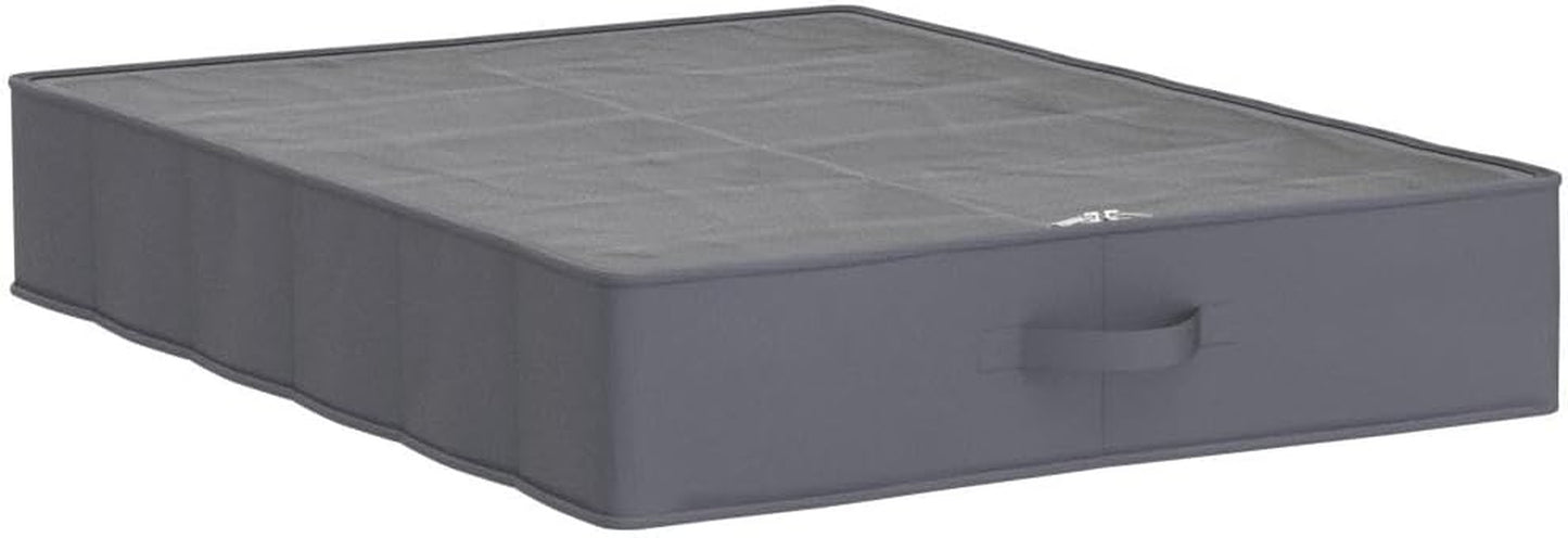Under Bed Shoe Storage Organizer-Set of 2, under Bed Shoe Storage Box with Lid Fits 24 Pairs Total - Clear Foldable Underbed Storage Solution Gray