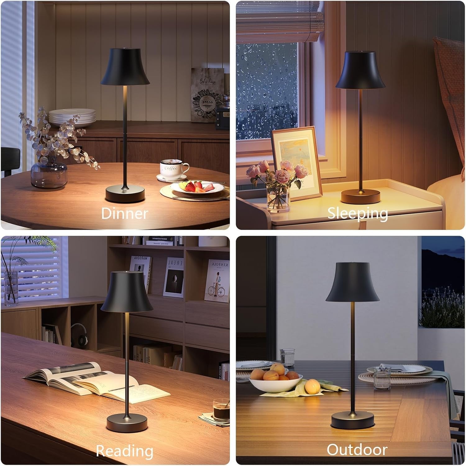 Rechargeable Table Lamp, Cordless Battery Operated Touch USB Table Lamp
