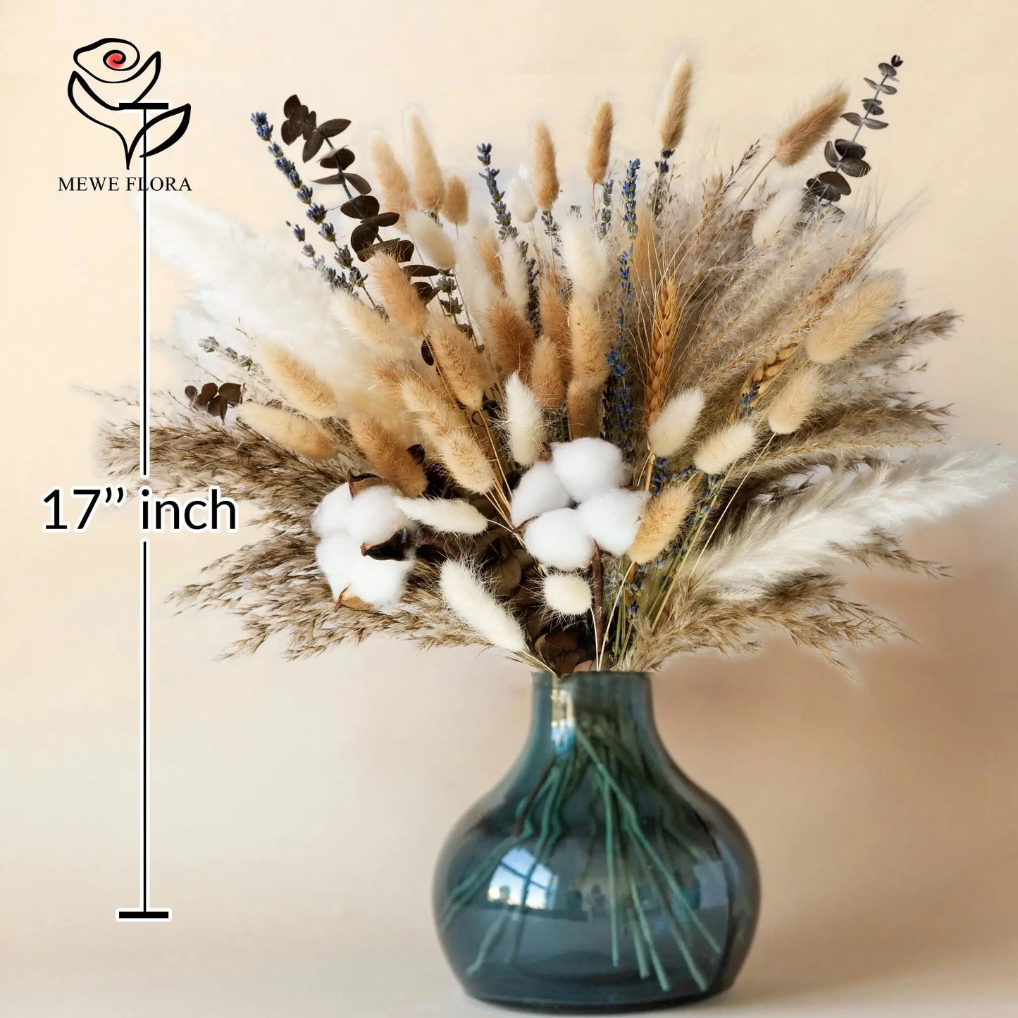 Natural Dried Flower Bouquet Pampas Grass Cotton Stems Bunny Tails Rustic Boho Home Decor Eucalyptus Lavender Wheat Wedding Gift