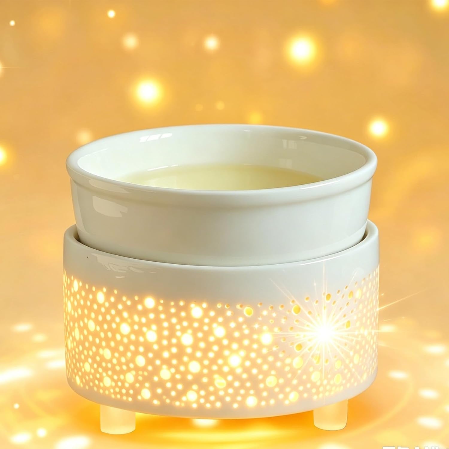 Electric Ceramic 3-In-1 Wax Melt Burner Warmer Glow-White