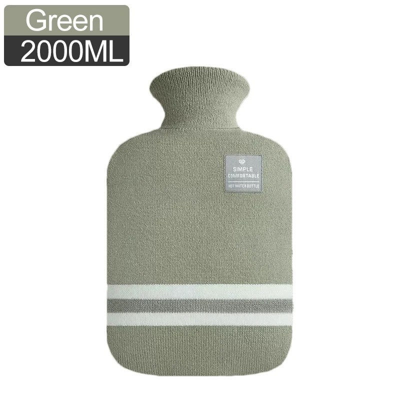 Hot Water Bottle with Soft Cosy Knitted or Faux Fur Cover in Assorted Colours 2L