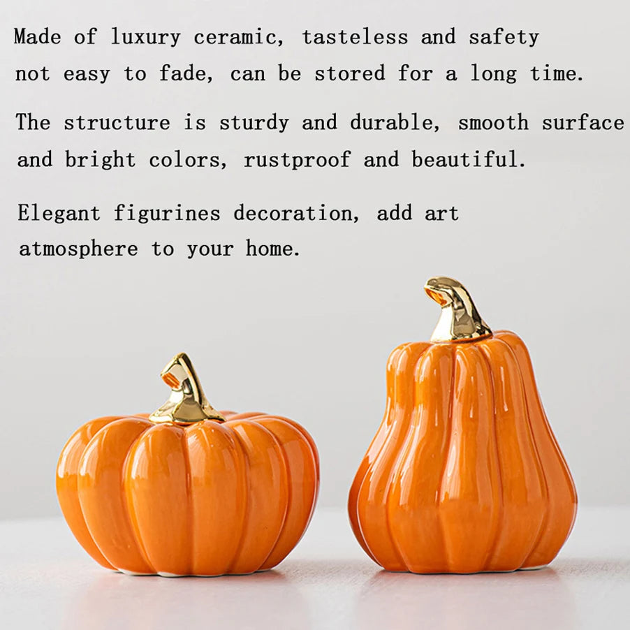 European Style Gold or White Ceramic Funny Vegetable Pumpkin Ornament Home Figurines Arts Crafts Desk Decor Statues Sculpture