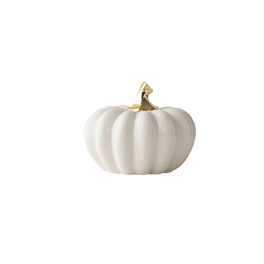 European Style Gold or White Ceramic Funny Vegetable Pumpkin Ornament Home Figurines Arts Crafts Desk Decor Statues Sculpture